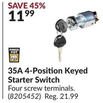 Princess Auto 35a 4-position keyed starter switch offer