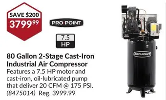 Princess Auto 80 gallon 2-stage ca st-iron industrial air compressor offer