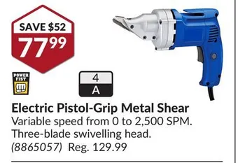 Princess Auto Electric pistol-grip metal shear offer
