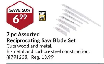 Princess Auto 7 pc assorted reciprocating saw blade set offer