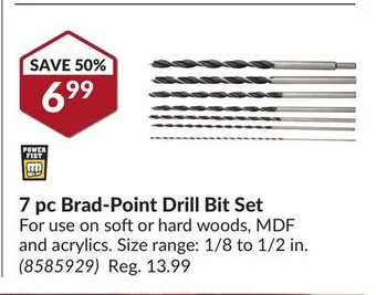 Princess Auto 7 pc brad-point drill bit set offer
