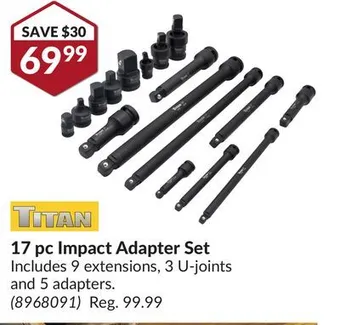 Princess Auto 17 pc impact adapter set offer