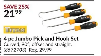 Princess Auto 4 pc jumbo pick and hook set offer
