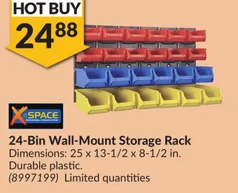 Princess Auto 24-bin wall-mount storage rack offer