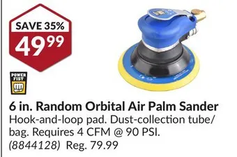Princess Auto 6 in. random orbital air palm sander offer