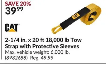 Princess Auto 2-1/4 in. x 20 ft 18, 000 lb tow strap with protective sleeves offer