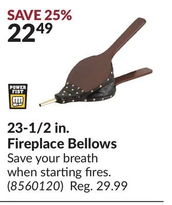 Princess Auto 23-1/2 in. fireplace bellows offer