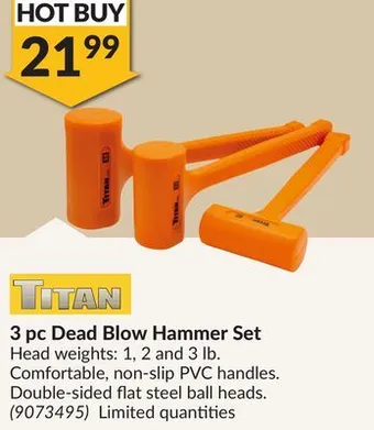 Princess Auto 3 pc dead blow hammer set offer