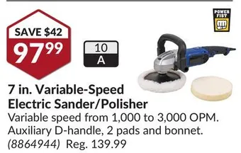 Princess Auto 7 in. variable-speed electric sander/polisher offer