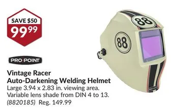 Princess Auto Vintage racer auto-darkening welding helmet offer