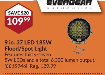 Princess Auto 9 in. 37 led 185w flood/spot light offer