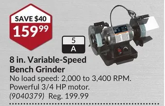 Princess Auto 8 in. variable-speed bench grinder offer