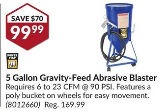 Princess Auto 5 gallon gravity-feed abrasive blaster offer