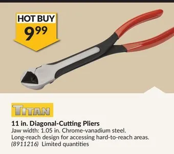 Princess Auto 11 in. diagonal-cutting pliers offer