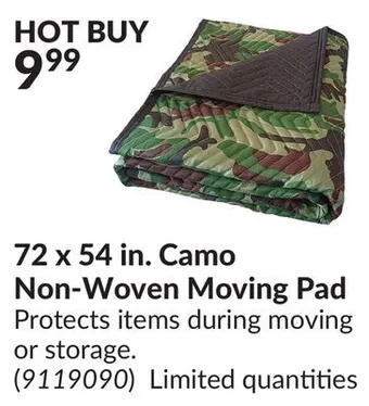 Princess Auto 72 x 54 in. camo non-woven moving pad offer