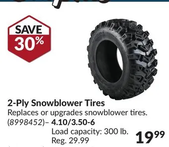 Princess Auto 2-ply snowblower tires offer