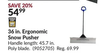 Princess Auto 36 in. ergonomic snow pusher offer