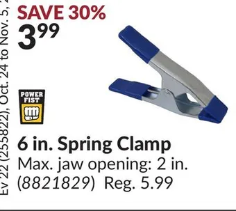 Princess Auto 6 in. spring clamp offer