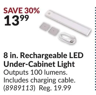 Princess Auto 8 in. rechargeable led under-cabinet light offer