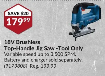 Princess Auto 18v brushless top-handle jig saw-tool offer