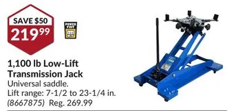 Princess Auto 1,100 lb low-li transmission jack offer