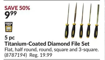 Princess Auto 5 pc titanium-coated diamond file set offer