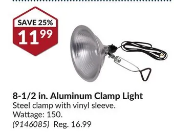 Princess Auto 8-1/2 in. aluminum clamp light offer