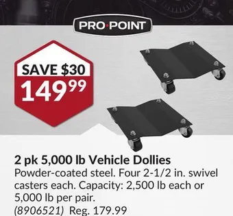 Princess Auto Pro point 2 pk 5, 000 lb vehicle dollies offer