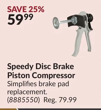 Princess Auto Speedy disc brake piston compressor offer