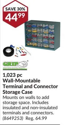 Princess Auto 1,023 pc wall-mountable terminal and connector storage case offer