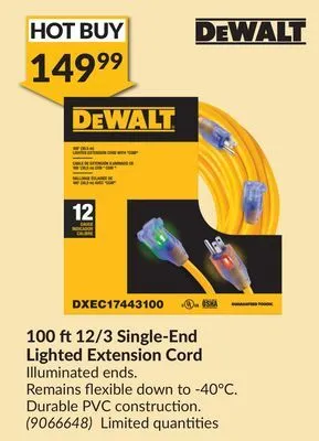 Princess Auto 100 ft 12/3 single-end lighted extension cord offer