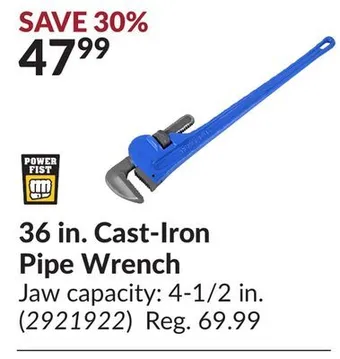 Princess Auto 36 in. cast-iron pipe wrench offer