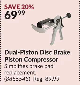 Princess Auto Dual-piston disc brake piston compressor offer