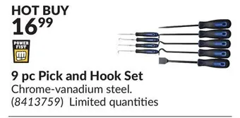 Princess Auto 9 pc pick and hook set offer