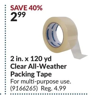 Princess Auto 2 in. x 120 yd clear all-weather packing tape offer