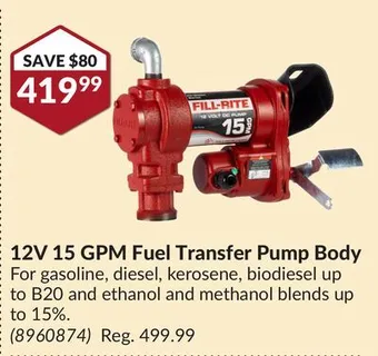 Princess Auto 12v 15 gpm fuel transfer pump offer