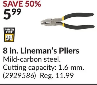 Princess Auto 8 in. lineman's pliers offer
