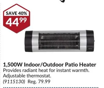 Princess Auto 1,500w indoor/outdoor patio heater offer