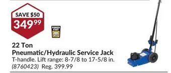 Princess Auto 22 ton pneumatic/hydraulic service jack offer