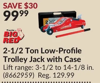Princess Auto 2-1/2 ton low-profile trolley jack with case offer