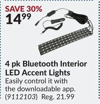 Princess Auto 4 pk bluetooth interior led accent lights offer