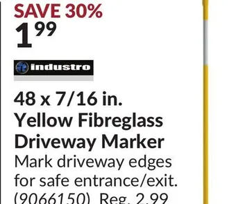 Princess Auto 48 x 7/16 in. yellow fibreglass driveway offer
