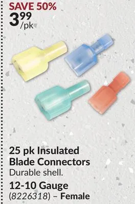Princess Auto 25 pk insulated blade connectors offer