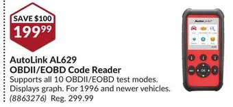 Princess Auto Autolink al629 obdii/eobd code reader offer