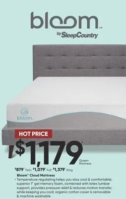 Sleep Country Bloom cloud mattress offer