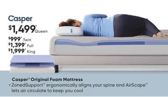 Sleep Country Casper original foam mattress offer