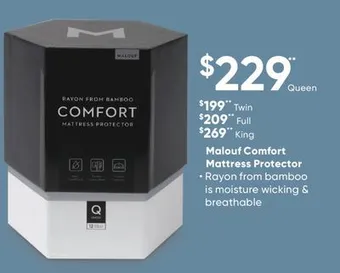 Sleep Country Malouf comfort mattress protector offer