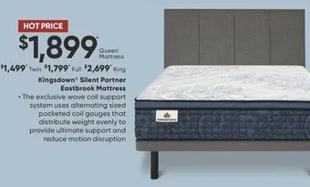 Sleep Country Kingsdown silent partner eastbrook mattress offer