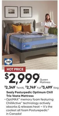 Dormez Vous Sealy posturpedic optimum chill trio vesta mattress offer