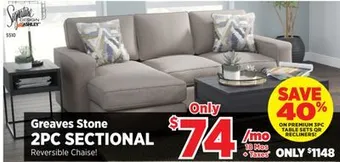 Surplus Furniture Greaves stone 2pc sectional offer